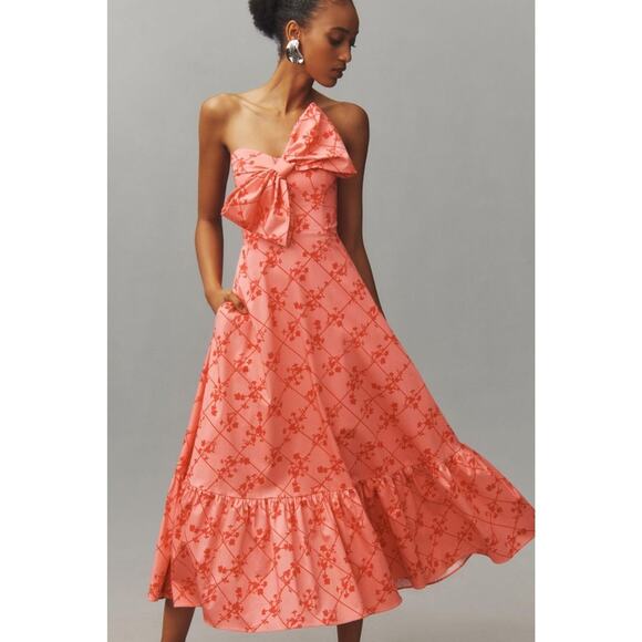 Anthropologie Hutch Pink Floral Bow-Tie Maxi Dress NWT Size 10 Wedding Guest - Picture 1 of 14